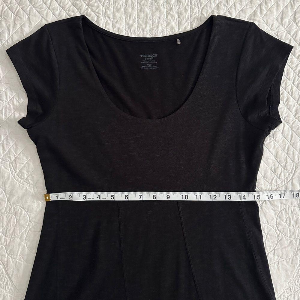 Toad&Co Nena Heather Black Mini Dress Scoop Neck Cap Sleeve Women’s Small - Picture 6 of 8